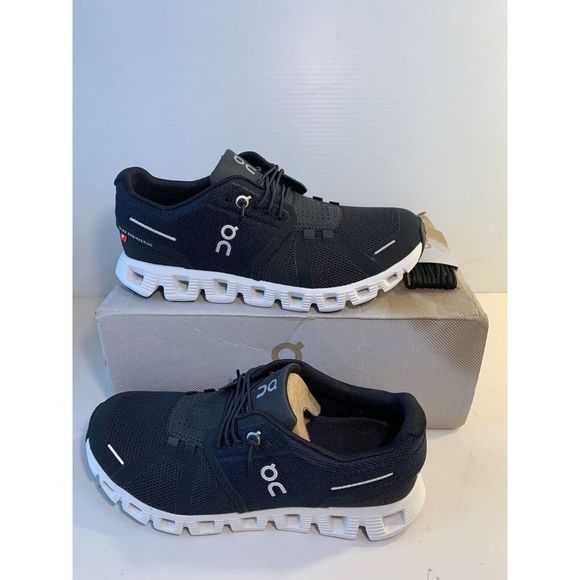 On Running Shoes - .292 On Cloud 5, Black/White, Womens Running Shoes-US 6.5 WOMENS